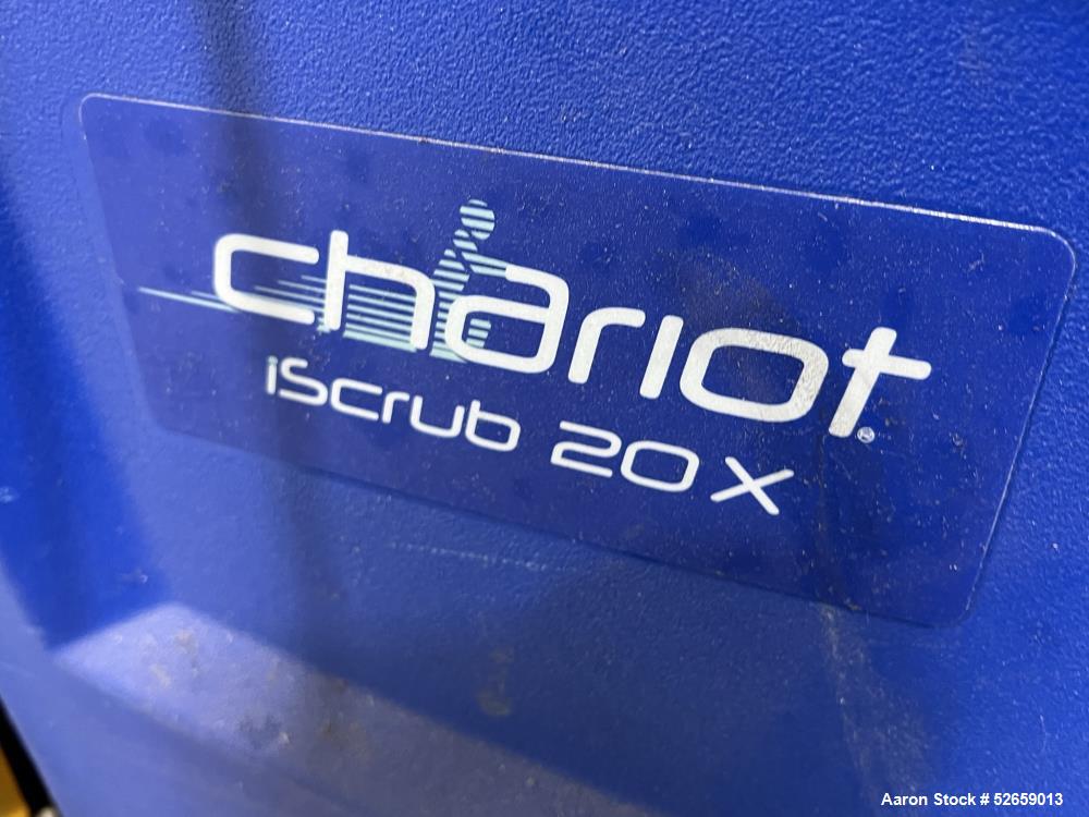 Used Chariot Floor Scrubber, Model iScrub 20. 20" Diameter cleaning path. 10 Gallon solution capacity. Has .63hp vacuum. 2.4mph operating speed.