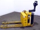 Used Big Joe Electric Walk Behind Pallet Truck, Model WPT-40-48. Lifting capacity 4000 pounds at 24” load center. 24 Volt. Fork length 48”, fork span 27”, raied height 9-1/8”, lowered height 3-1/4”. ...