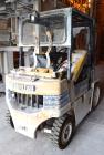 Used Caterpillar 5000 Pound Propane Forklift, Model V50E. Solid tires, double mast, approximate 48