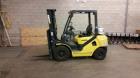 Used- Hamech ForK Lift, Model G25T-16LP. Gas, 4800 lbs capacity, front tire 7.00-12 Solid. Rear tire 6.00-9. Attachment LE50...