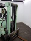 Used Hyster Lift Truck, Model S40F, 4000 Pound Capacity. Double mast, (2) 41-1/2” long  X 4” wide forks. Solid tire, runs on gas. Missing engine cover, and seat.