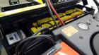 Used Linde XP Walkie Electric Pallet Truck, Model EW60-02/EE.  6000 Pound capacity.  24 Volt.  Includes an MTC Attach-A-Puller battery changer, model ABP-24-V-24, 3000 pound capacity.  Built 2000.
