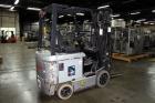 Used Nissan Electric Fork Lift/Truck, Model CP1B2L25S. 9385 hours. Maximum 3450 lbs capacity. 42