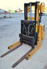 Used Big Joe Electric Walk Behind Reach Truck, Model PDR-20-106. Lifting capacity 2000 pounds at 24’’ center. Lift range 106’’, turning radius from 65’’. Lift speed empty 15’ per minute, loaded 10’ p...