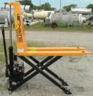 Used Lift-Rite Ergonomic 3000 12 Volt Electric/Manual Portable Scissor Lift, model RG30E, carbon steel. 3000 pound capacity. Fork width 20.5’’, fork length 48’’,lowered height 3.25’’, raised height 3...
