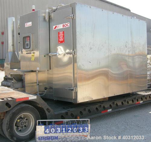 Used BOC Gases liquid nitrogen spiral freezer, model KF20.CR175SS, 304 stainless steel. Approximately 20" wide belt. Designed to cool from ambient to operating temperature in less then 1 hour, maximu...
