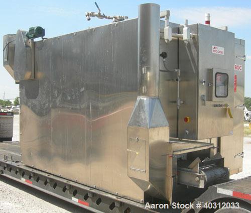 Used BOC Gases liquid nitrogen spiral freezer, model KF20.CR175SS, 304 stainless steel. Approximately 20" wide belt. Designed to cool from ambient to operating temperature in less then 1 hour, maximu...