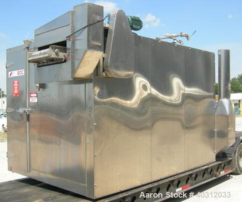 Used BOC Gases liquid nitrogen spiral freezer, model KF20.CR175SS, 304 stainless steel. Approximately 20" wide belt. Designed to cool from ambient to operating temperature in less then 1 hour, maximu...