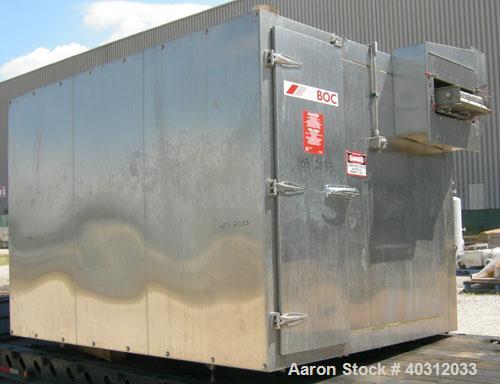 Used BOC Gases liquid nitrogen spiral freezer, model KF20.CR175SS, 304 stainless steel. Approximately 20" wide belt. Designed to cool from ambient to operating temperature in less then 1 hour, maximu...