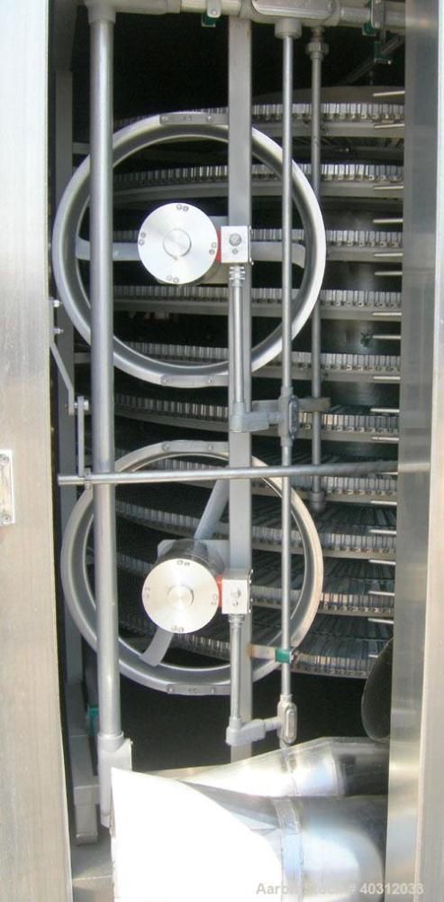 Used BOC Gases liquid nitrogen spiral freezer, model KF20.CR175SS, 304 stainless steel. Approximately 20" wide belt. Designed to cool from ambient to operating temperature in less then 1 hour, maximu...