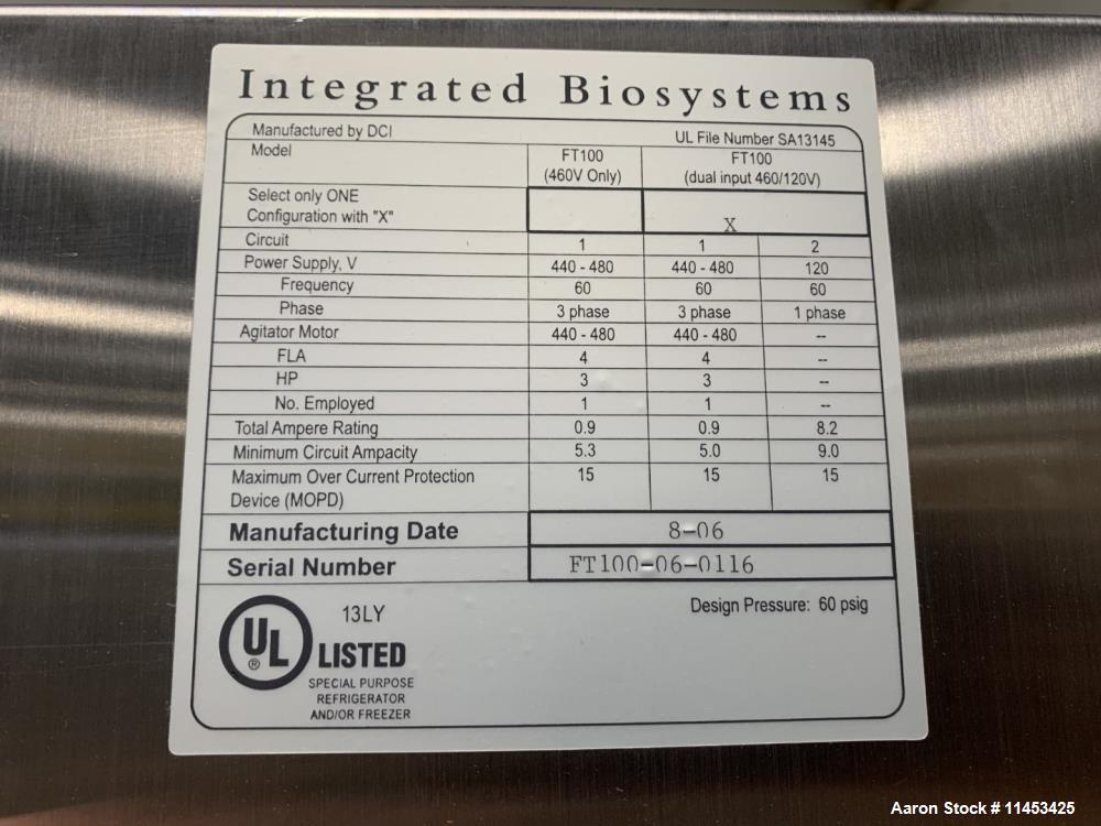 Used Sartorius Stedim/Integrated Biosystems Modular Freeze Thaw System