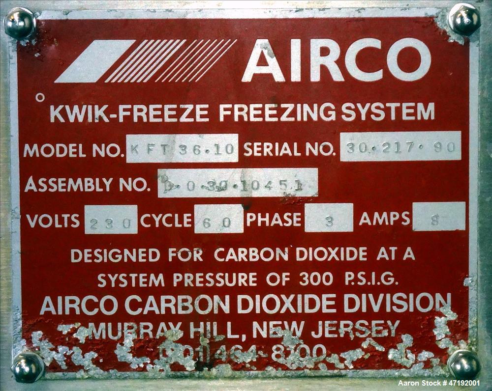 Used Airco Kwik-Freeze Freezing System.