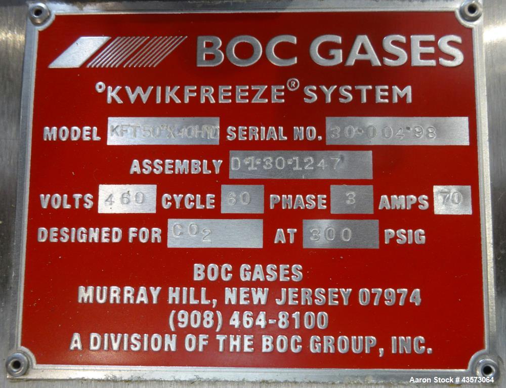 Used BOCS Gases Kwikfreeze System Nitrogen Freeze Tunnel, Model KFT50X40HYD.