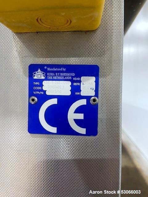 Used KOMA KTR-1-240-1200 Tunnel Freezer | -30 °C | 500 kg/hr | Wide-Belt IQF Freezing System