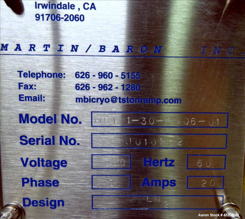 Used Martin / Baron Cryogenic Tunnel Freezer, Model MBI-30-0006-01, Stainless S
