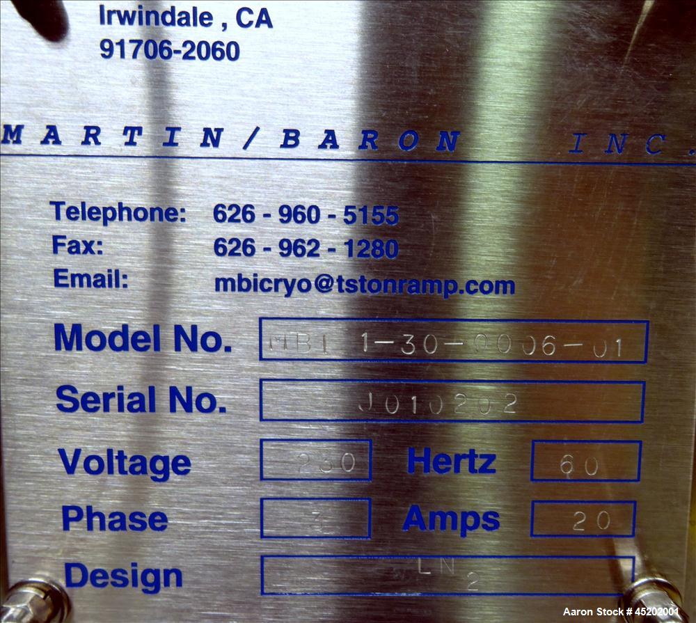 Used- Martin / Baron Cryogenic Tunnel Freezer, Model MBI-30-0006-01, Stainless S