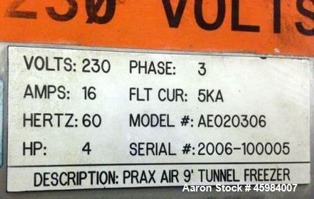 Used Praxair ColdFront CO2 Straight Tunnel Freezer – Model JE-U4-940-HC, 40” Wide Belt