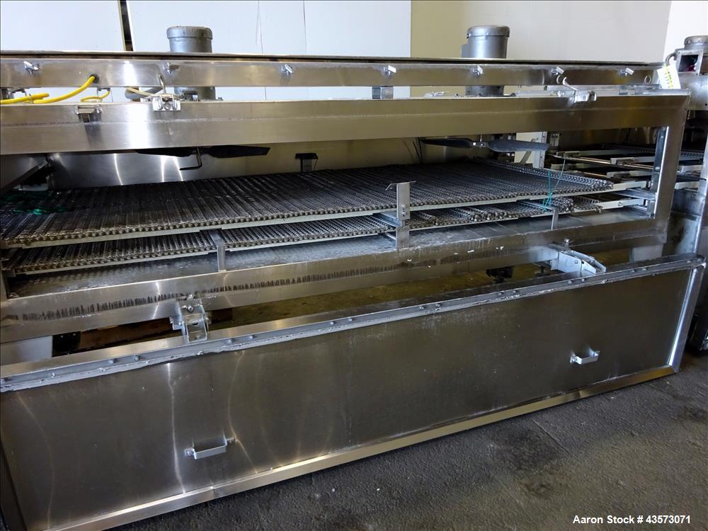 Used Praxair Nitrogen Freeze Tunnel. Section 1 conveyor belt 230" long x 42" wide, second conveyor belt 140" long x 42" wide. Serial No. 90092 R/W. Built 1999.