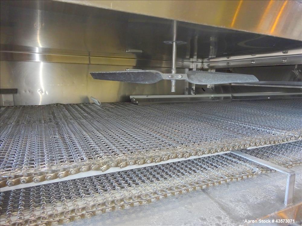 Used Praxair Nitrogen Freeze Tunnel. Section 1 conveyor belt 230" long x 42" wide, second conveyor belt 140" long x 42" wide. Serial No. 90092 R/W. Built 1999.