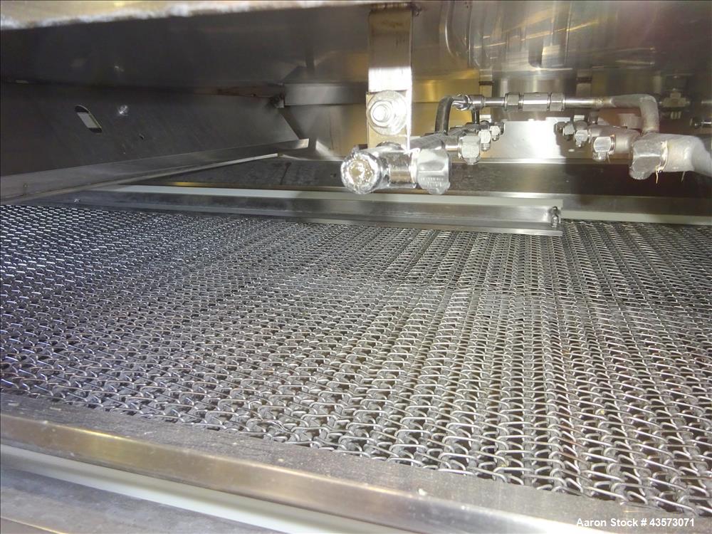 Used Praxair Nitrogen Freeze Tunnel. Section 1 conveyor belt 230" long x 42" wide, second conveyor belt 140" long x 42" wide. Serial No. 90092 R/W. Built 1999.