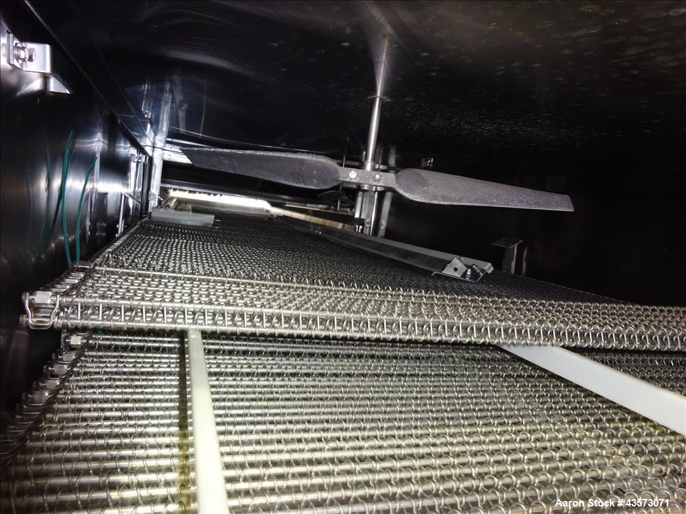 Used Praxair Nitrogen Freeze Tunnel. Section 1 conveyor belt 230" long x 42" wide, second conveyor belt 140" long x 42" wide. Serial No. 90092 R/W. Built 1999.