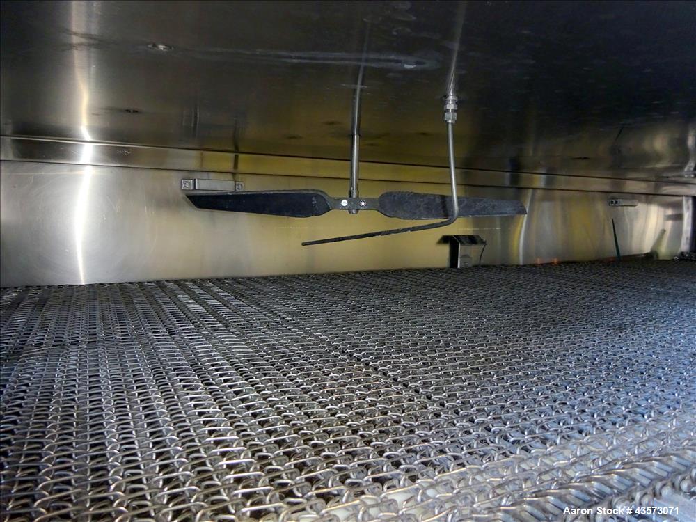 Used Praxair Nitrogen Freeze Tunnel. Section 1 conveyor belt 230" long x 42" wide, second conveyor belt 140" long x 42" wide. Serial No. 90092 R/W. Built 1999.
