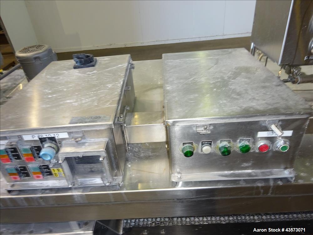 Used Praxair Nitrogen Freeze Tunnel. Section 1 conveyor belt 230" long x 42" wide, second conveyor belt 140" long x 42" wide. Serial No. 90092 R/W. Built 1999.