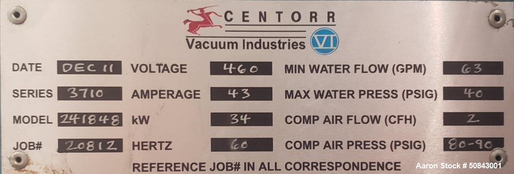 Used- Centorr Vacuum Industries Vacuum Furnace.