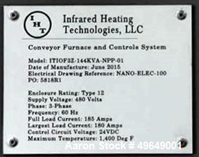 Used - Infrared Heating Technologies LLC  Belt Furnace.