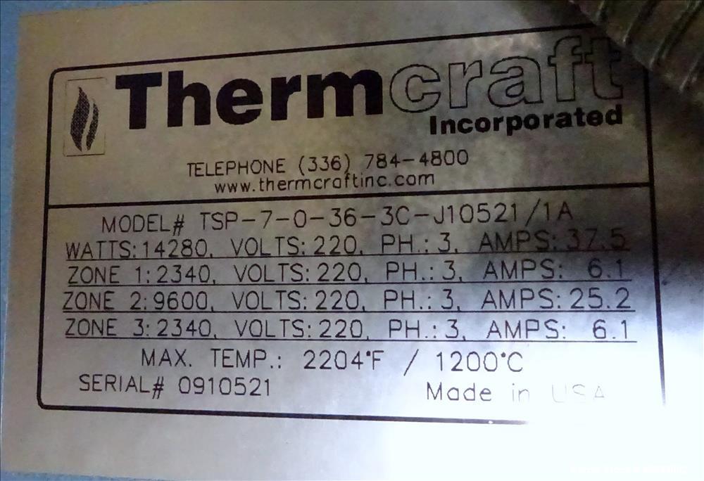 Used Thermcraft Split Tube Furnace