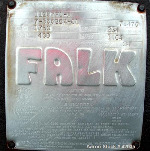 USED: Falk gearbox model 1120YF1-A, 400 hp rating. Input 1750 rpm, output 234 rpm. Ratio 7.476 to 1.
