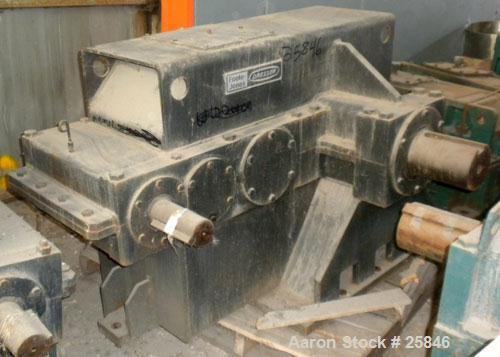 Used Foote-Jones Dresser Titan Pumping Unit Gear Reducer, Model 1603HLT. 228 peak torque rating, ratio 37.3:1. Input shaft 3" wide x 7" long. Output shaft 6" wide x 8" long. 60 gallon oil capacity.
