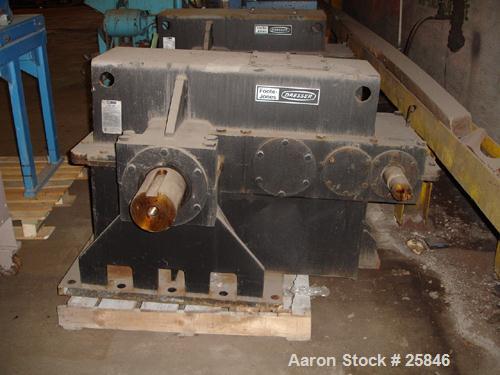Used Foote-Jones Dresser Titan Pumping Unit Gear Reducer, Model 1603HLT. 228 peak torque rating, ratio 37.3:1. Input shaft 3" wide x 7" long. Output shaft 6" wide x 8" long. 60 gallon oil capacity.
