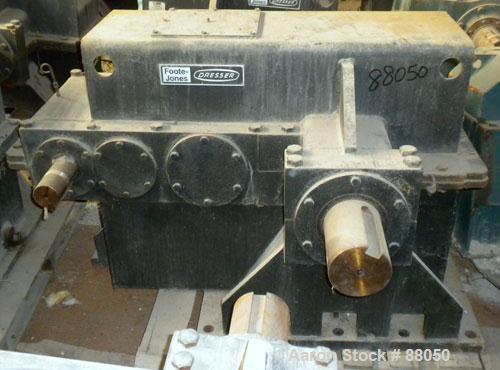 Used Foote-Jones Dresser Titan Pumping Unit Gear Reducer, Model 1603HLT. 228 peak torque rating, ratio 37.3:1. Input shaft 3" wide x 7" long. Output shaft 6" wide x 8 1/4" long. 60 gallon oil capacit...