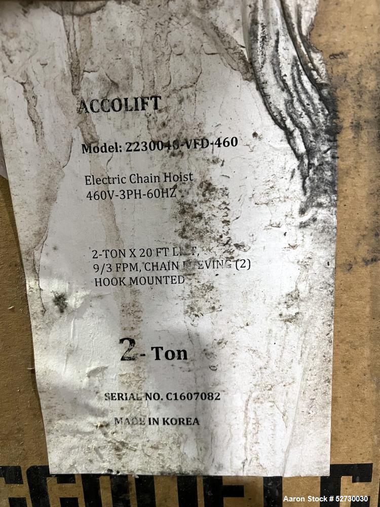 Pre-Owned Accolift 2-Ton Hoist – Model 2230040-VFD-460 for Sale