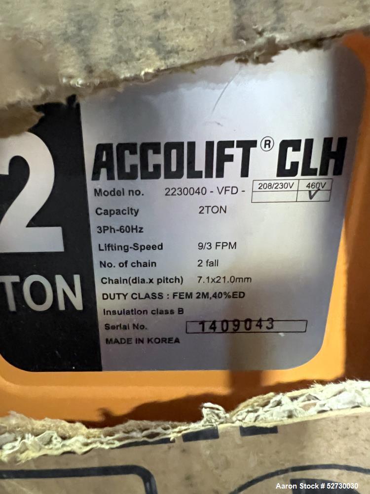 Pre-Owned Accolift 2-Ton Hoist – Model 2230040-VFD-460 for Sale