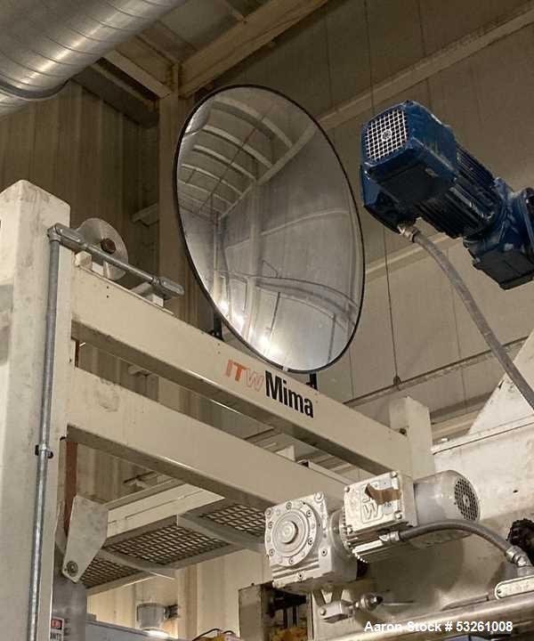 Used ITW Mima 5 Series Palletizer System with Pallet Wrapper, Labeling, Metal Detection & Conveyors