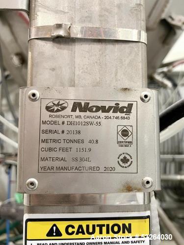 Used Bulk Salt Receiving System – 304 SS Silo, 45,000 lb Capacity, Dehumidifier, Blower, Rotary Valves – Year 2020