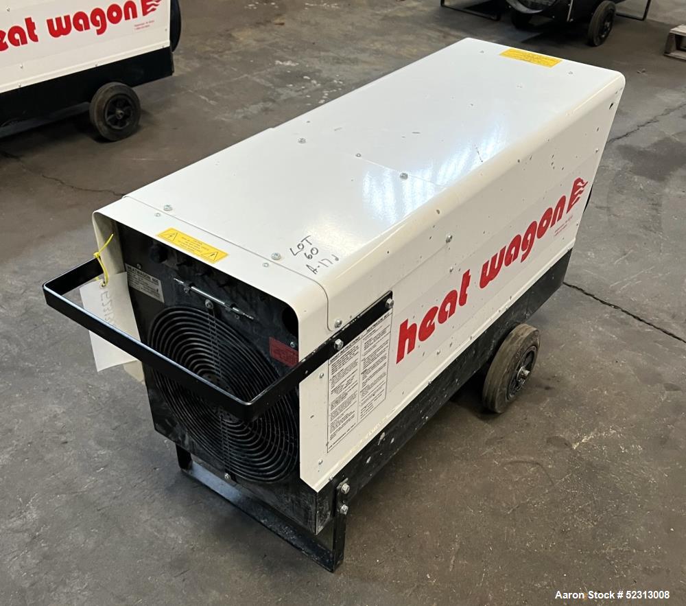 Used Heat Wagon 60E Portable Electric Salamander Heater, Model P6000. 204,700 Max BTU Heat Output. 3 Heat settings: 24kW (81,864 btuH), 48kW (163,728 btuH), 60kW (204,700 btuH). 3/60/480v, 1800 CFM. ...