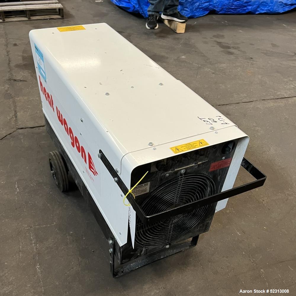Used Heat Wagon 60E Portable Electric Salamander Heater, Model P6000. 204,700 Max BTU Heat Output. 3 Heat settings: 24kW (81,864 btuH), 48kW (163,728 btuH), 60kW (204,700 btuH). 3/60/480v, 1800 CFM. ...