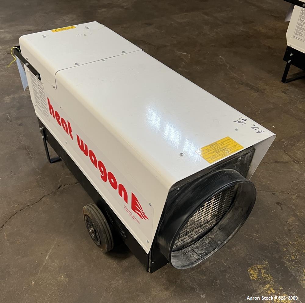 Used Heat Wagon 60E Portable Electric Salamander Heater, Model P6000. 204,700 Max BTU Heat Output. 3 Heat settings: 24kW (81,864 btuH), 48kW (163,728 btuH), 60kW (204,700 btuH). 3/60/480v, 1800 CFM. ...