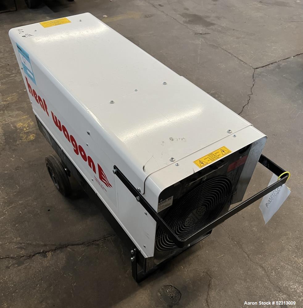 Used Heat Wagon 60E Portable Electric Salamander Heater, Model P6000. 204,700 Max BTU Heat Output. 3 Heat settings: 24kW (81,864 btuH), 48kW (163,728 btuH), 60kW (204,700 btuH). 3/60/480v, 1800 CFM. ...