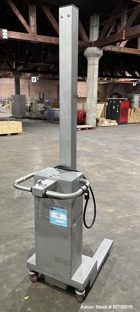 Used- Packline Compac Platform Attachment Stainless Steel Portable Lift. Approximate capacity 275 Pounds. Approximate 80" li...