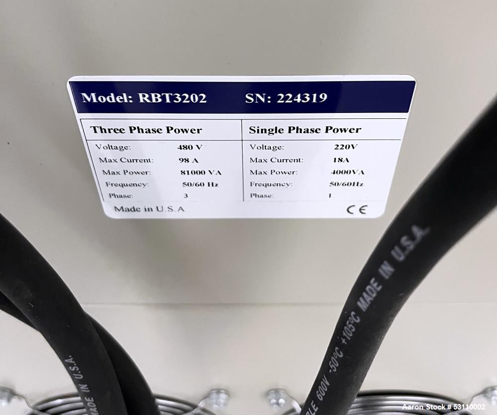 Unused- Arbin Regenerative Battery Testing System, Model RBT3202. 3/50/60/480 Volt, 98 amp, 81000 VA. Number of Channels: 2 ...