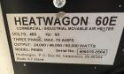 Used- Heat Wagon 60E Portable Electric Salamander Heater, Model P6000. 204,700 Max BTU Heat Output. 3 Heat settings: 24kW (8...