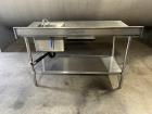 Used ULine Stainless Steel Worktable with Sink, 304 Stainless Steel. 60