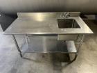 Used ULine Stainless Steel Worktable with Sink, 304 Stainless Steel. 60
