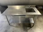 Used- ULine Stainless Steel Worktable with Sink, 304 Stainless Steel. 60