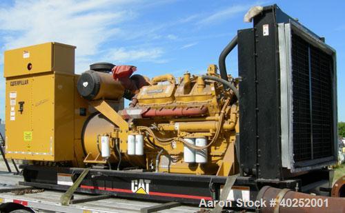 Used CAT 500 kW diesel generator set, 3/60/277-480V. Caterpillar model 3412 engine, 749 hp @ 1800 rpm, serial #3FZ03414. SR4 generator end, 12 wire reconnectable, serial #4RJ00842. CAT product identi...