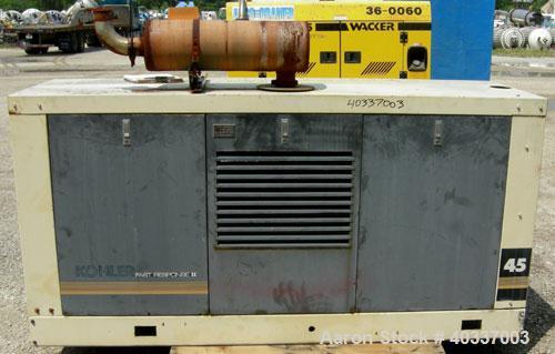 Used Kohler 45 kW natural gas generator set, model 45RZ72, SN-286397, Fast Response II. Ford model CSG-6491-6005-F, SN-11891 R-10-RG natural gas engine rated 82HP @ 1800 RPM. 3/60/120-208/277-480V, 8...